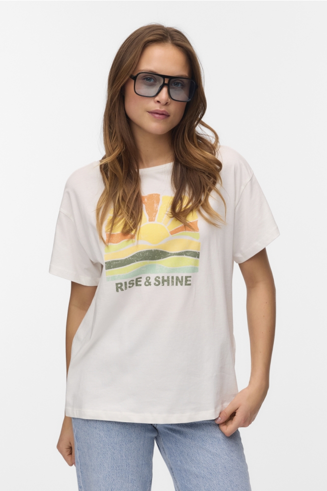 VMDINA S/S BOAT NECK TOP JRS BTQ GA 10329527 Snow White/RISE AND SHINE